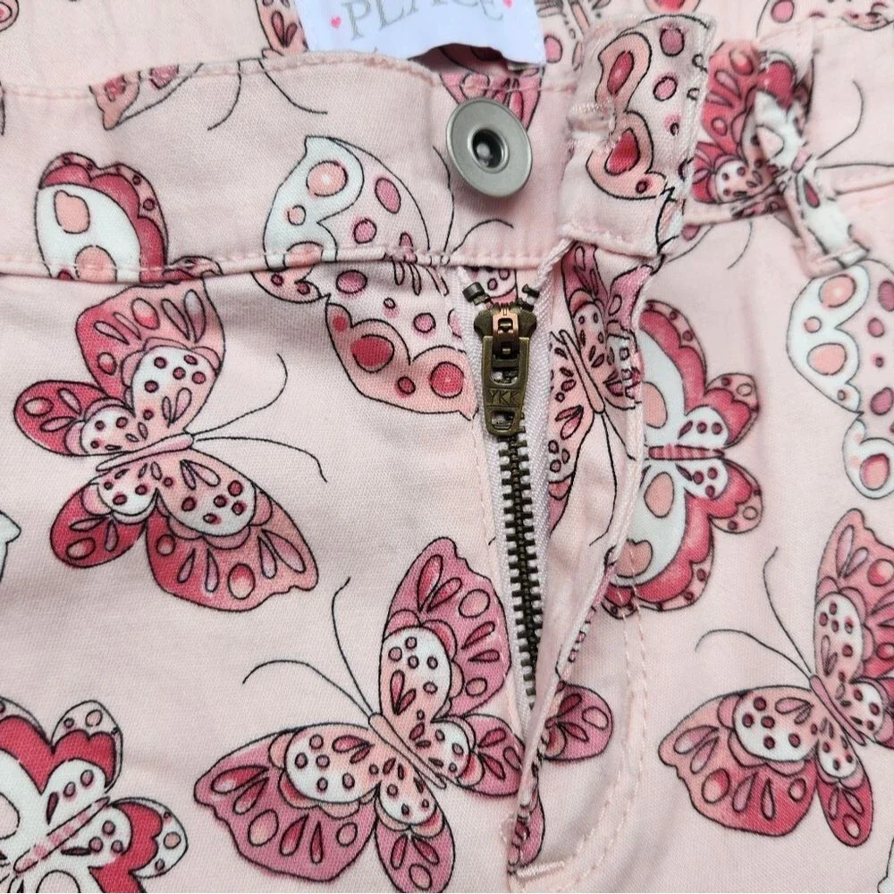The Children Place Girls Shorts Skimmer Butterflies Pink Adjustable Waist Siz 14